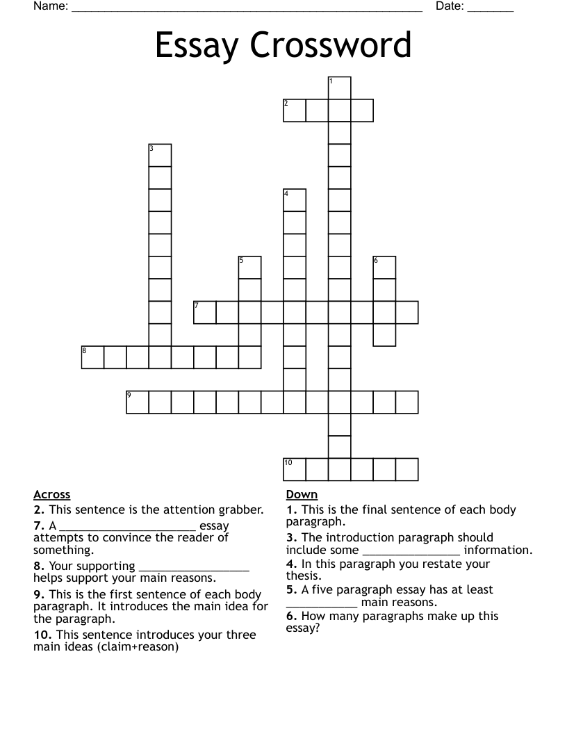 Essay Crossword WordMint