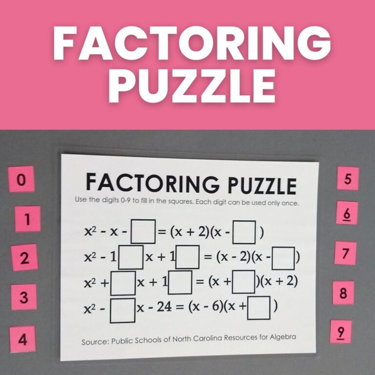 Factoring Puzzle For Quadratic Trinomials Math U003d Love