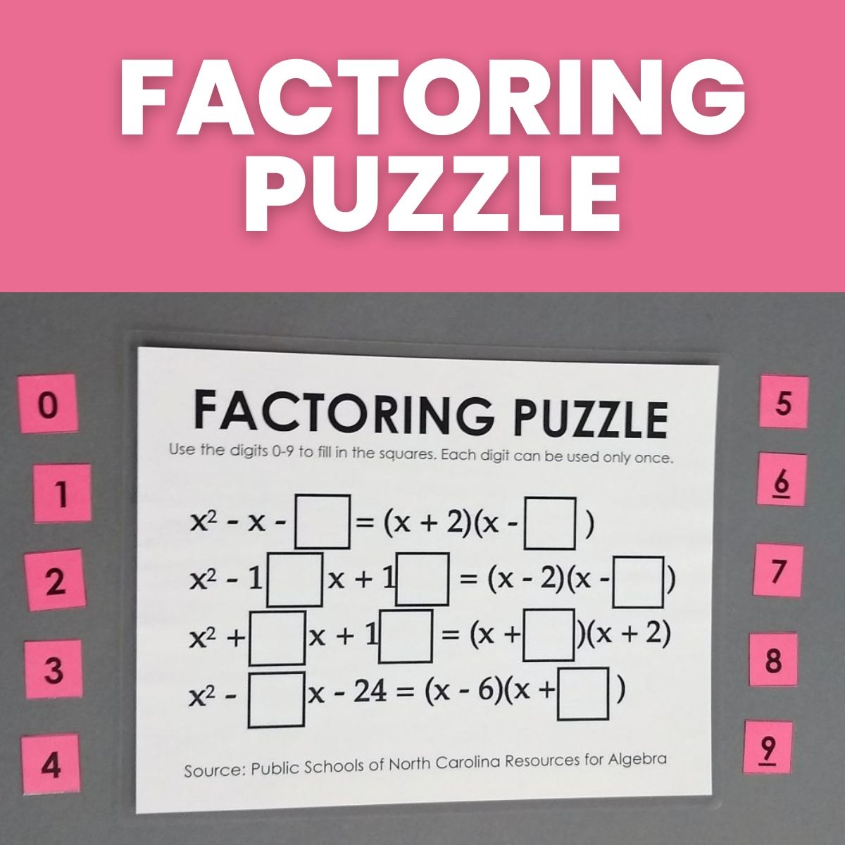 Factoring Puzzle For Quadratic Trinomials Math U003d Love Factoring Puzzle For Quadratic Trinomials Math U003d Love