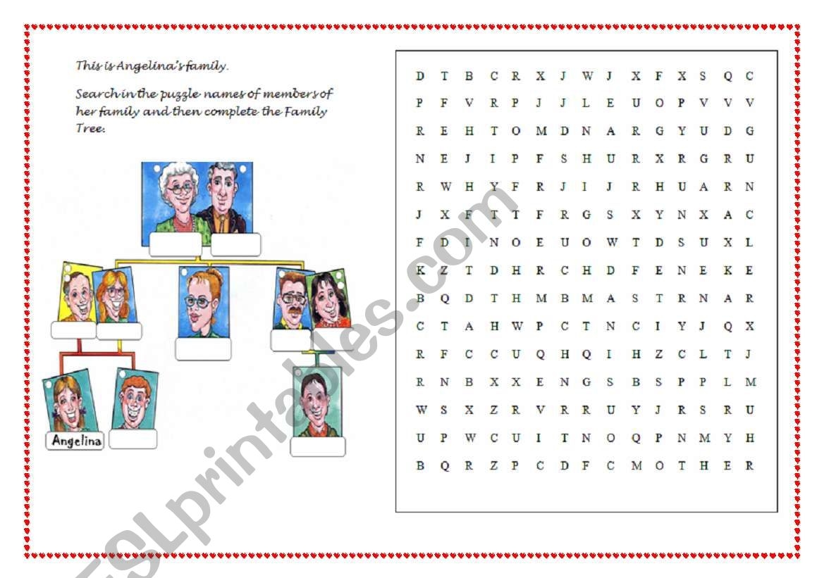 Family Tree Crossword ESL Worksheet By Profevelise
