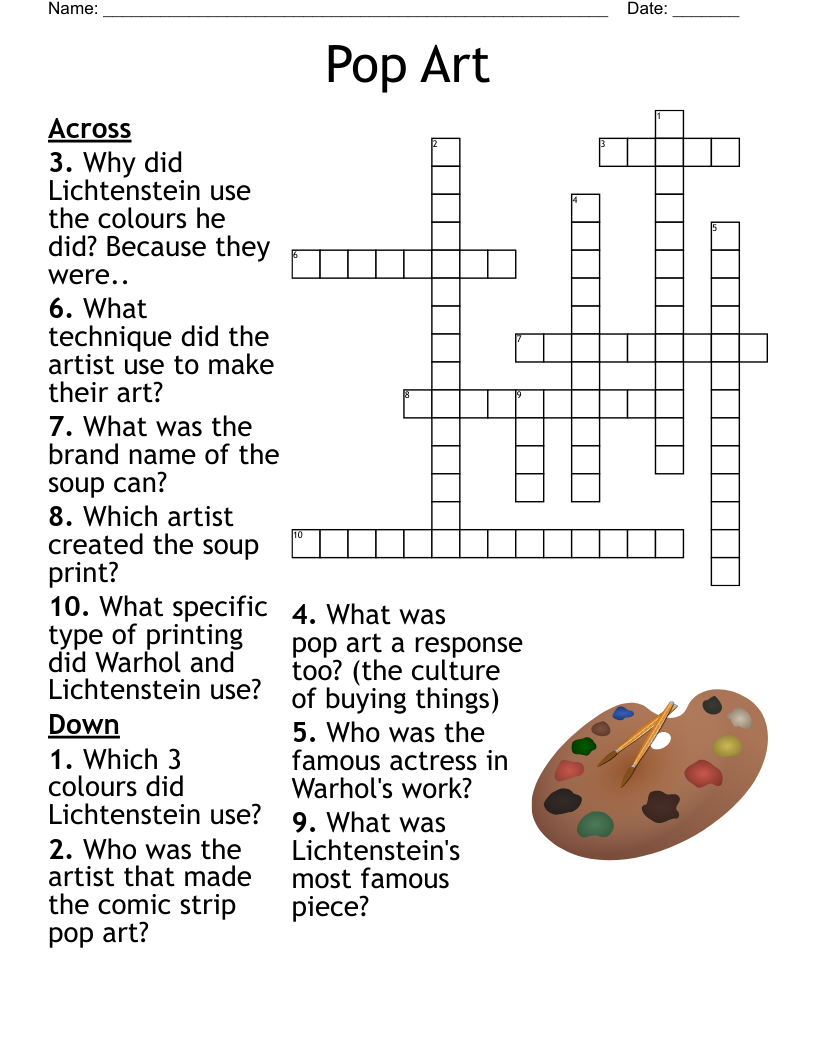 Famous Artists Crossword WordMint