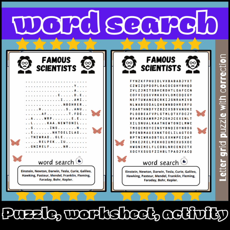 Famous Scientists Word Search Puzzle Worksheet Activity Made By Teachers