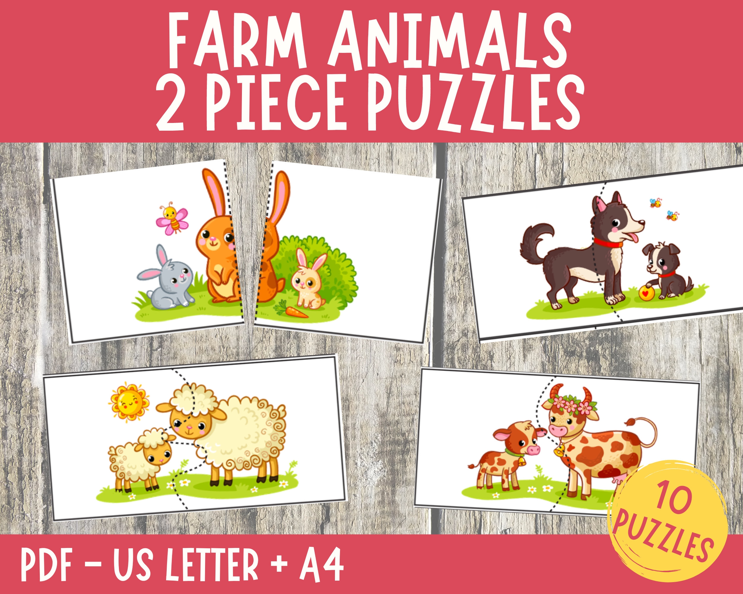 Farm Animals Puzzle Worksheet