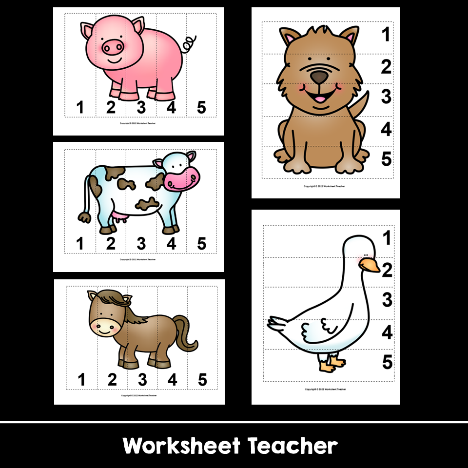 Farm Animals Number Sequence Picture Puzzles