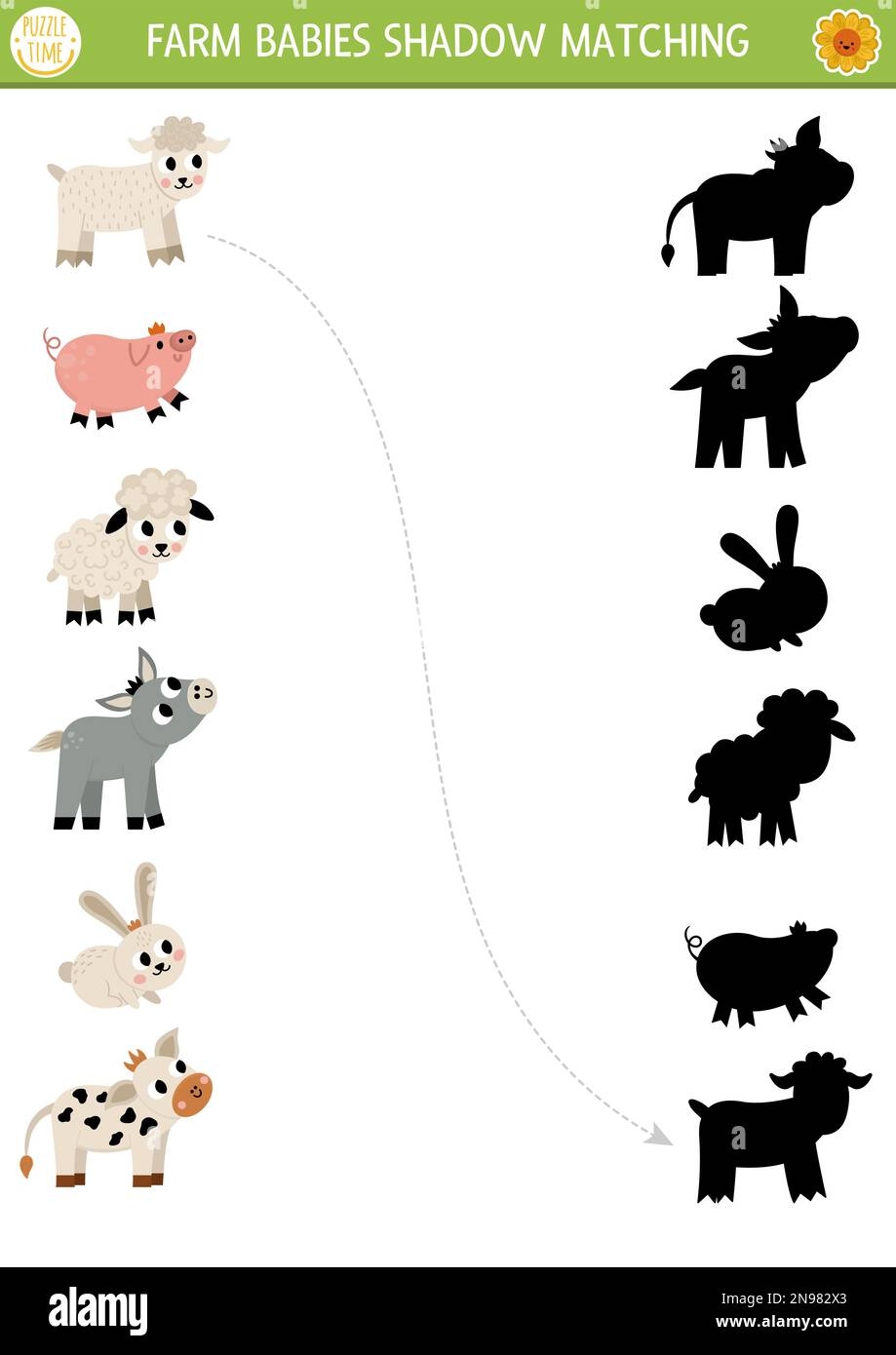 Farm Shadow Matching Activity With Baby Animals Country Village Puzzle With Cute Calf Piglet Lamb Kid Goat Find Correct Silhouette Printable Work Stock Vector Image U0026 Art Alamy Farm Shadow Matching Activity With Baby Animals Country Village Puzzle With Cute Calf Piglet Lamb Kid Goat Find Correct Silhouette Printable Work Stock Vector Image U0026 Art Alamy