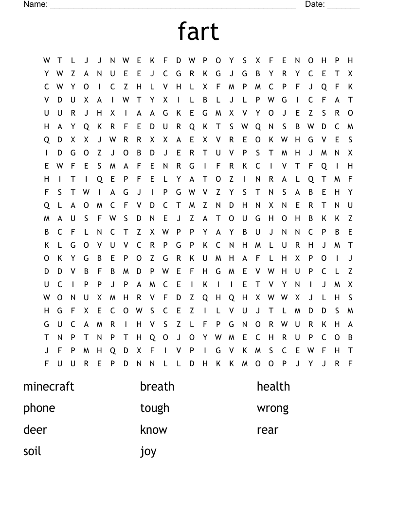 Fart Word Search WordMint Fart Word Search WordMint
