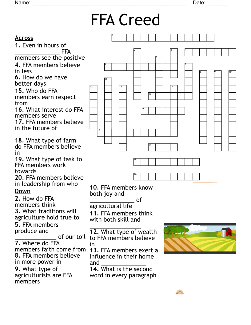 FFA History Crossword Puzzle WordMint