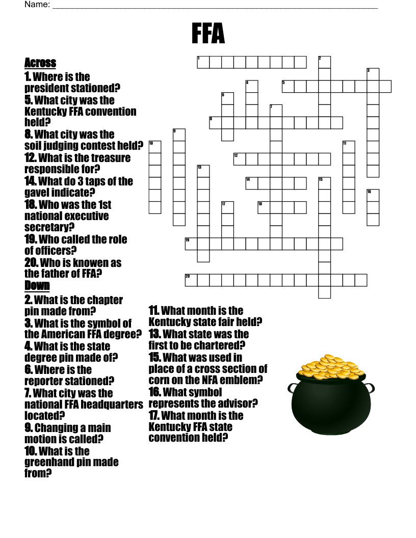 FFA History Crossword WordMint