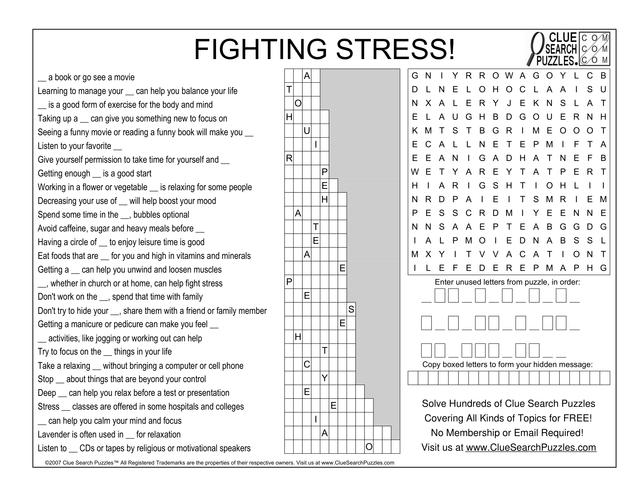FIGHTING STRESS TRIVIA QUIZ