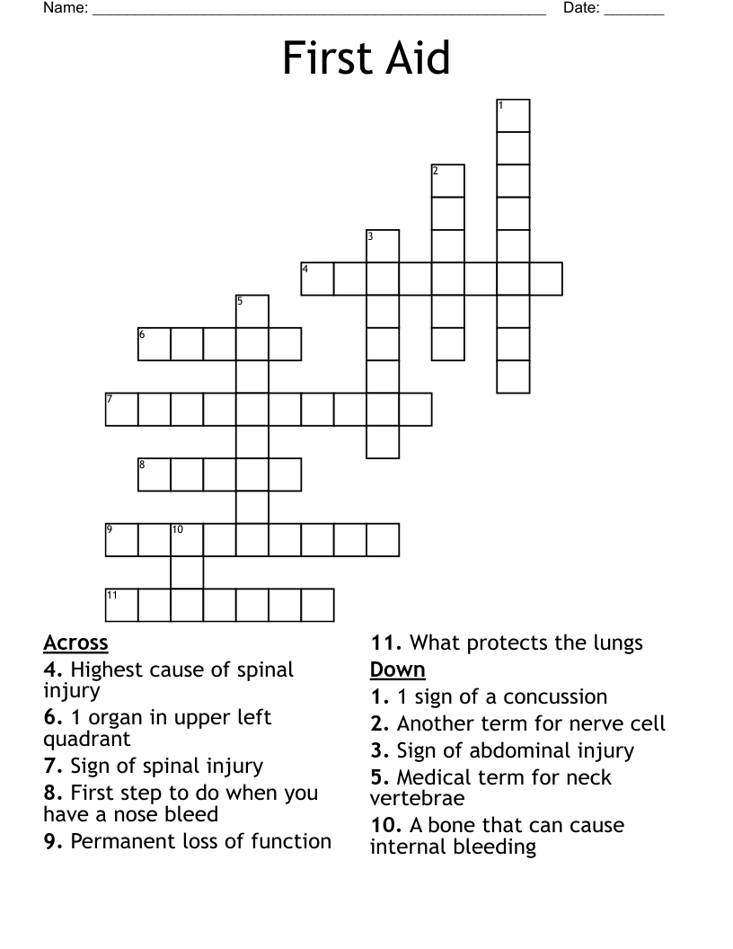 First Aid Crossword WordMint