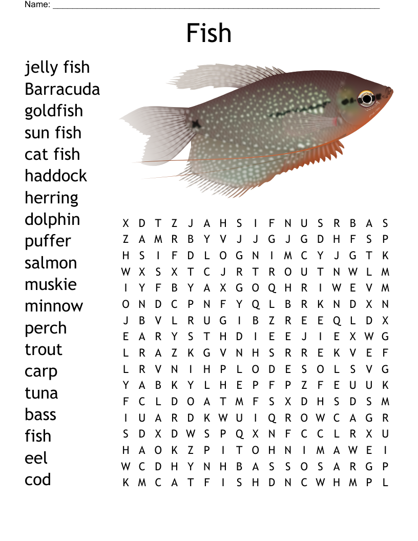 Fish Crossword Puzzle WordMint