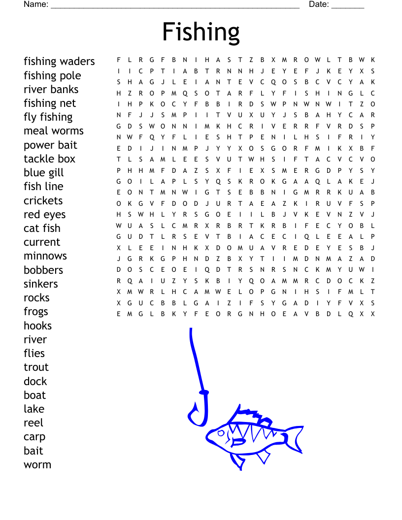 Crossword Puzzle Printable Fiahing