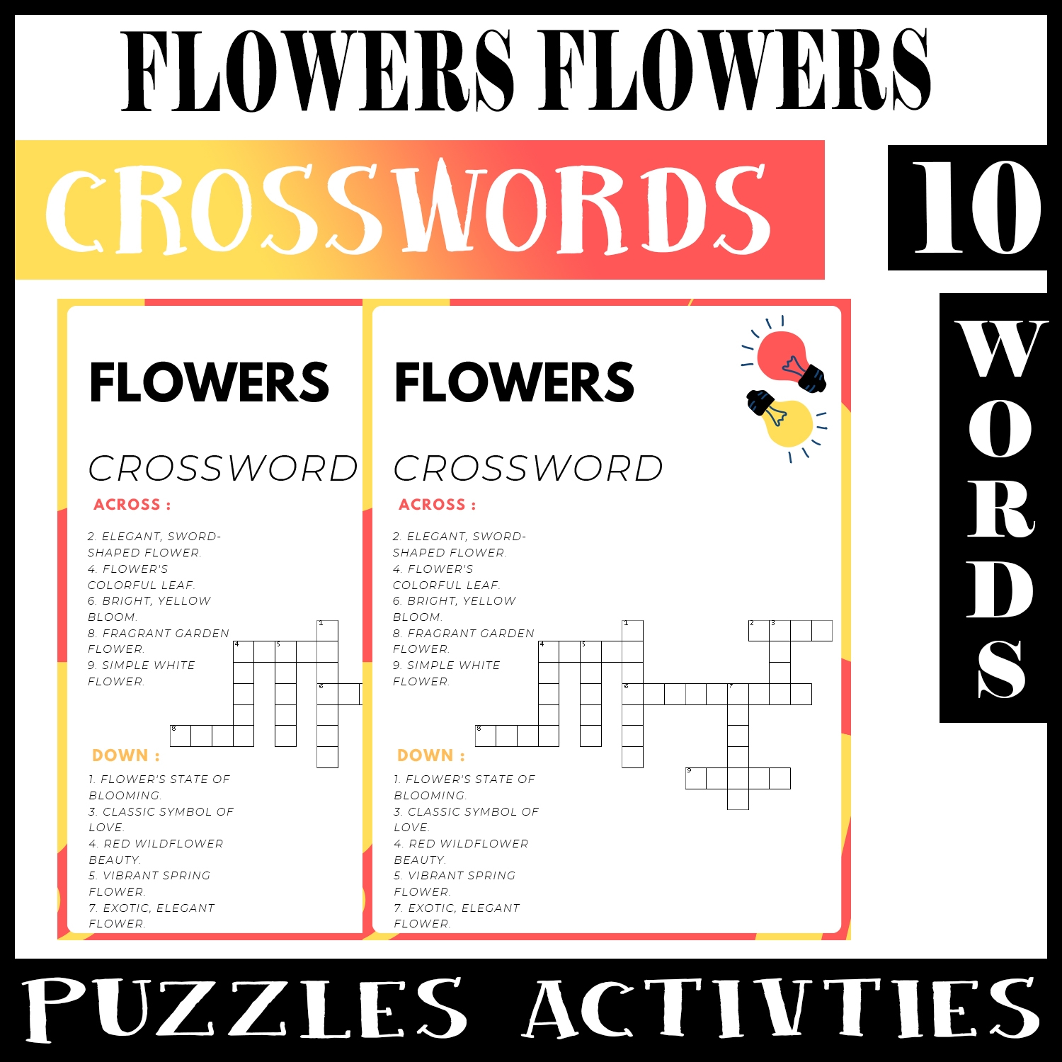Flowers No Prep Crossword Puzzle Worksheet Activity For Morning Work Flowers No Prep Crossword Puzzle Worksheet Activity For Morning Work