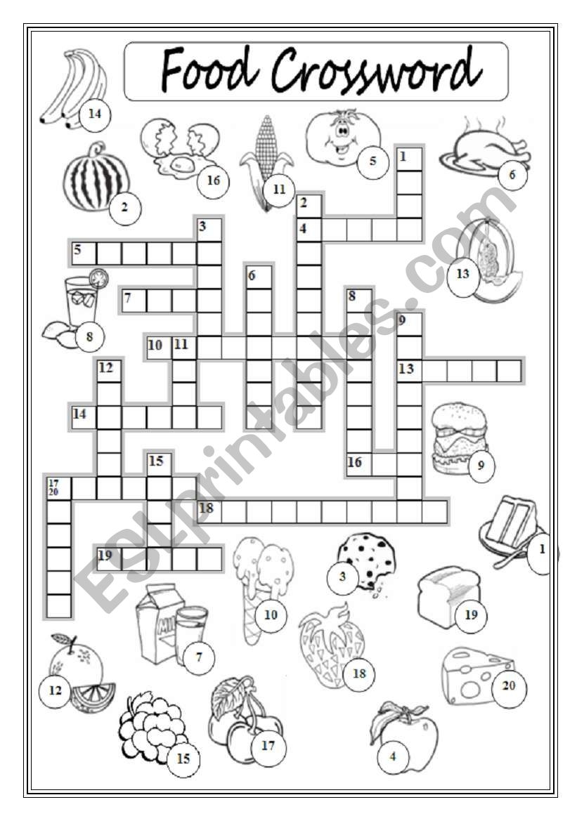 Restaurant Vocabulary Crossword Puzzle Worksheet