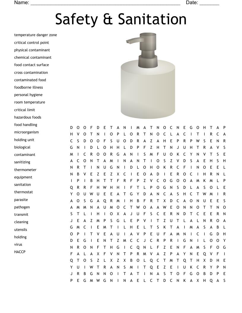 FOOD SAFETY Crossword WordMint