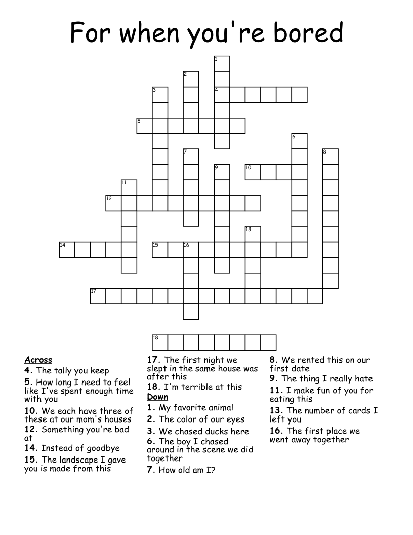For When You re Bored Crossword WordMint