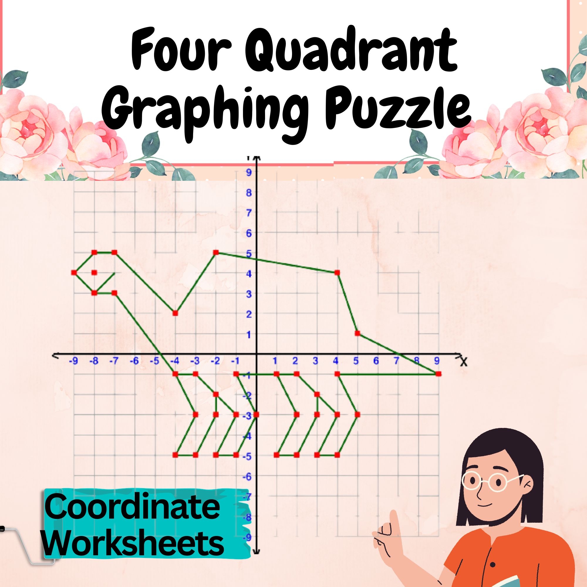 Four Quadrant Graphing Puzzle Coordinate Worksheets Made By Teachers
