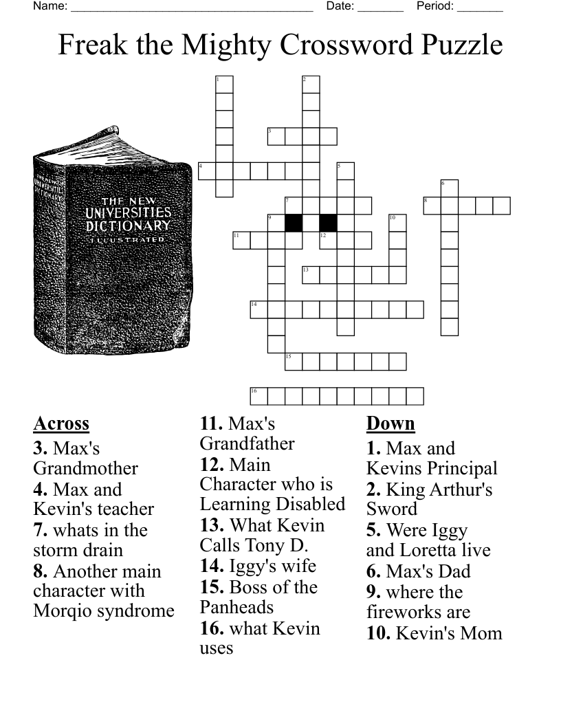 Freak The Mighty Chapter 9 U0026 10 Crossword WordMint
