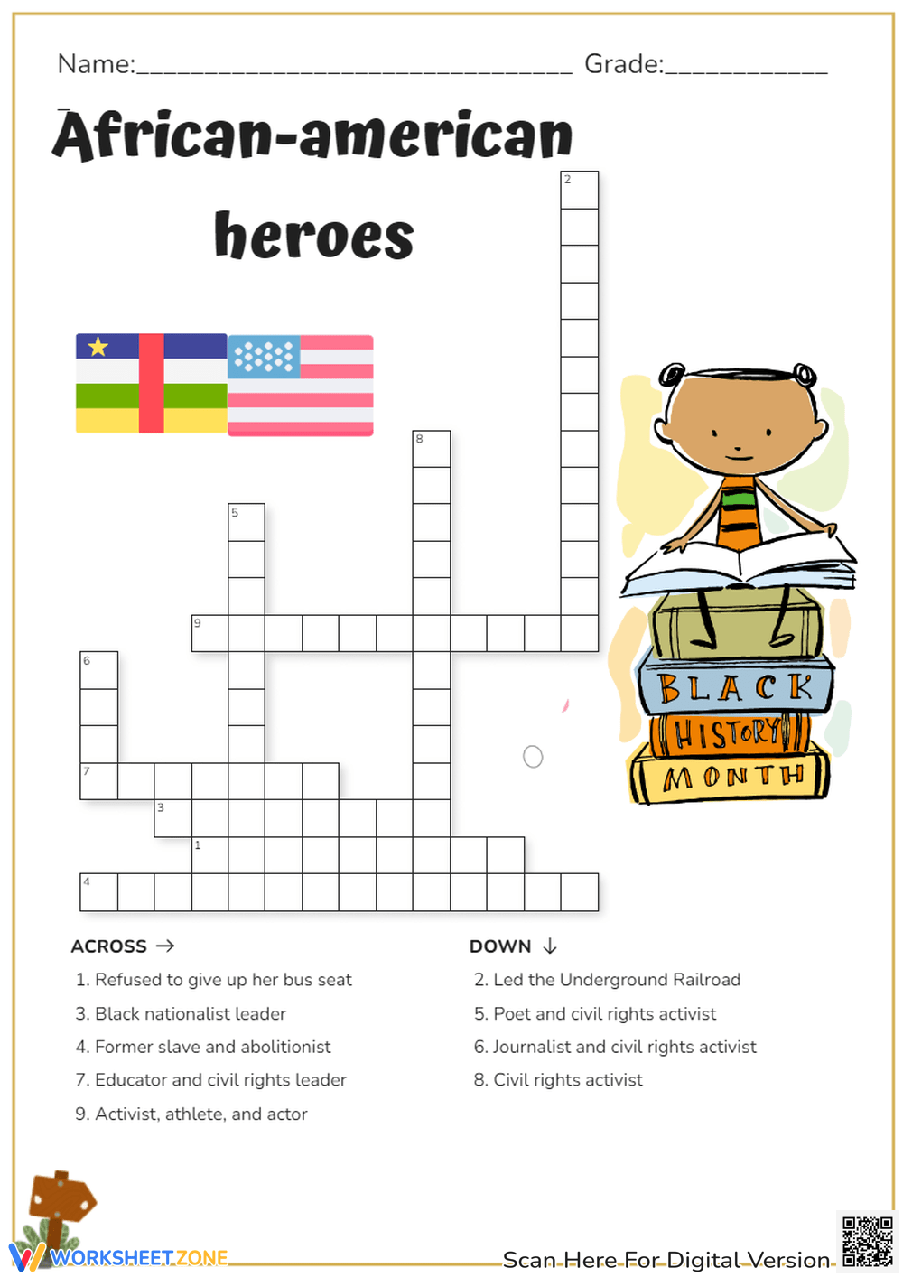 Free And Printable Black History Crossword Puzzle Worksheets Library