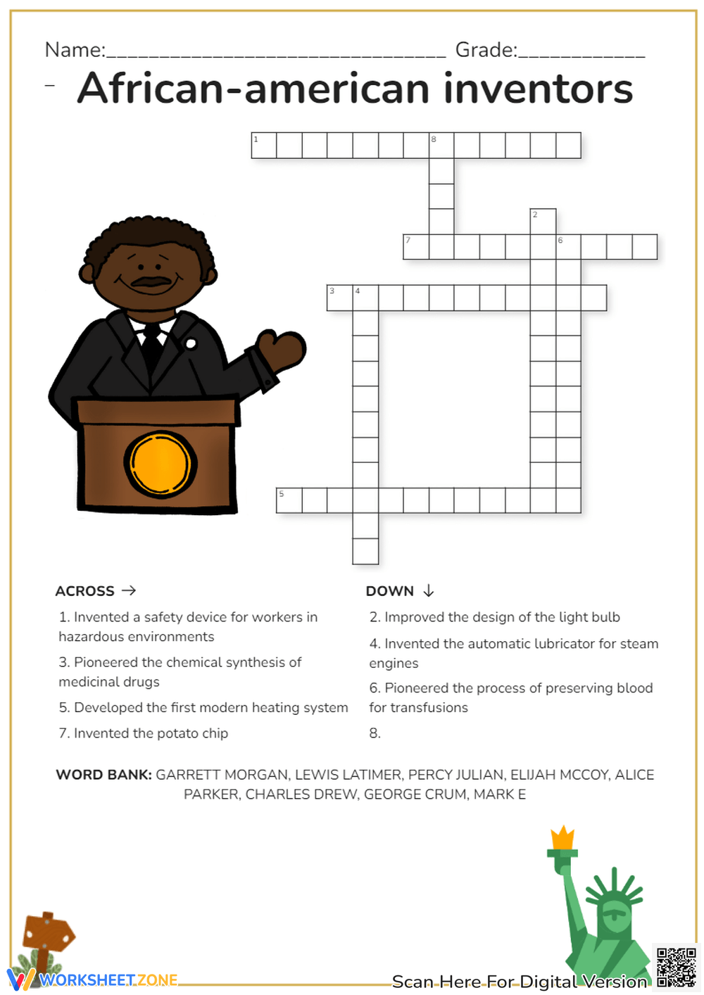 Free And Printable Black History Crossword Puzzle Worksheets Library Free And Printable Black History Crossword Puzzle Worksheets Library
