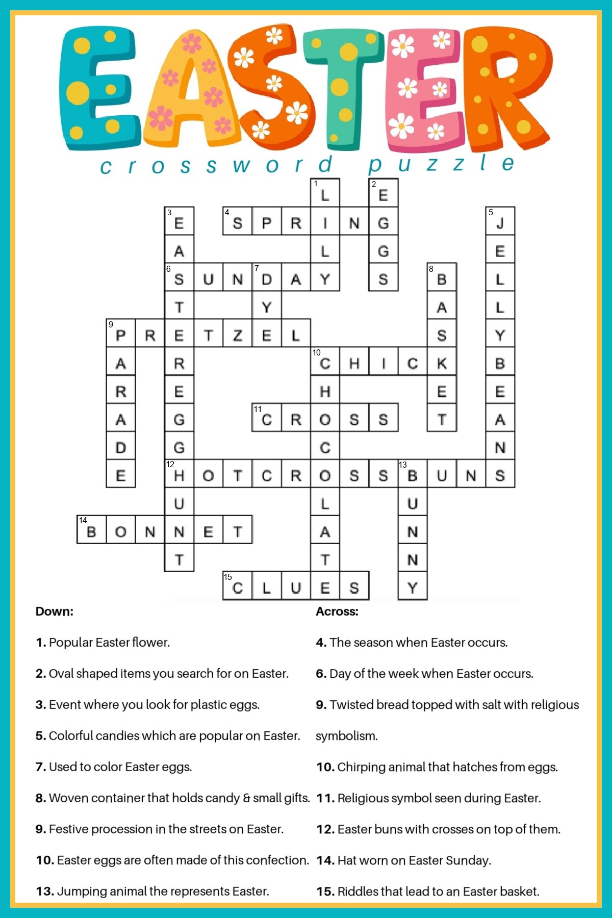 Free Easter Crossword Puzzle Printable 2 Versions U0026 Answer Key