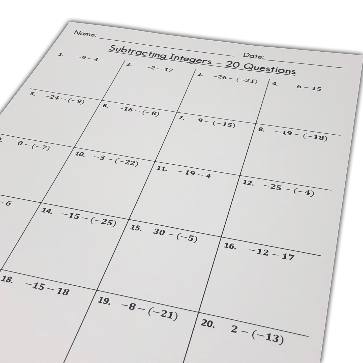 Integer Worksheets Puzzles