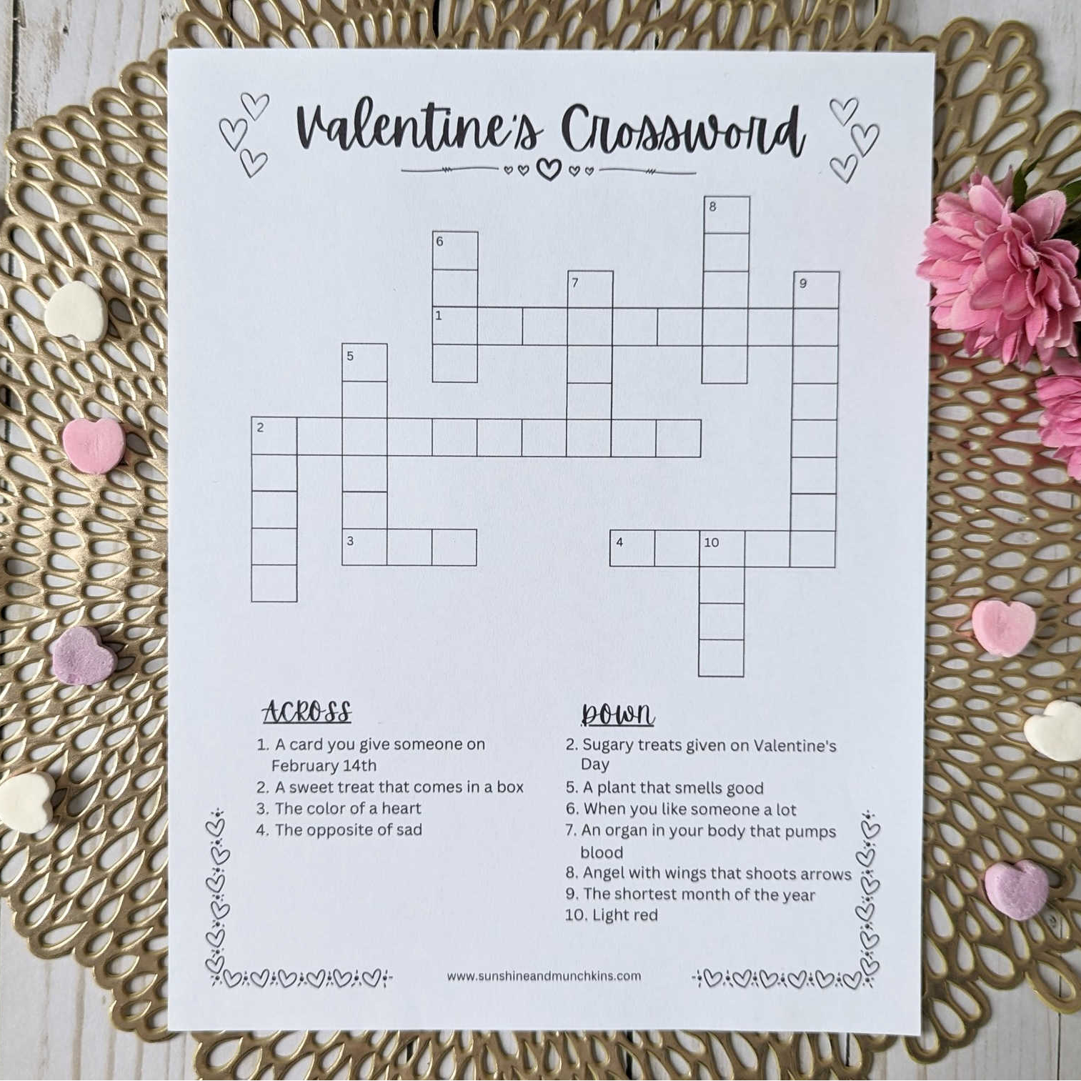 FREE Kids Valentine s Crossword Printable Sunshine And Munchkins FREE Kids Valentine s Crossword Printable Sunshine And Munchkins