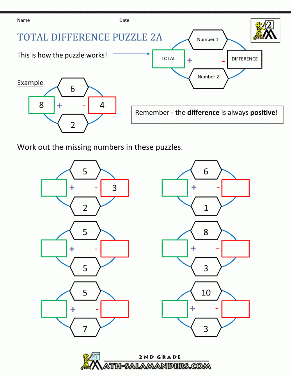 Free Math Puzzles Addition And Subtraction Worksheets Library