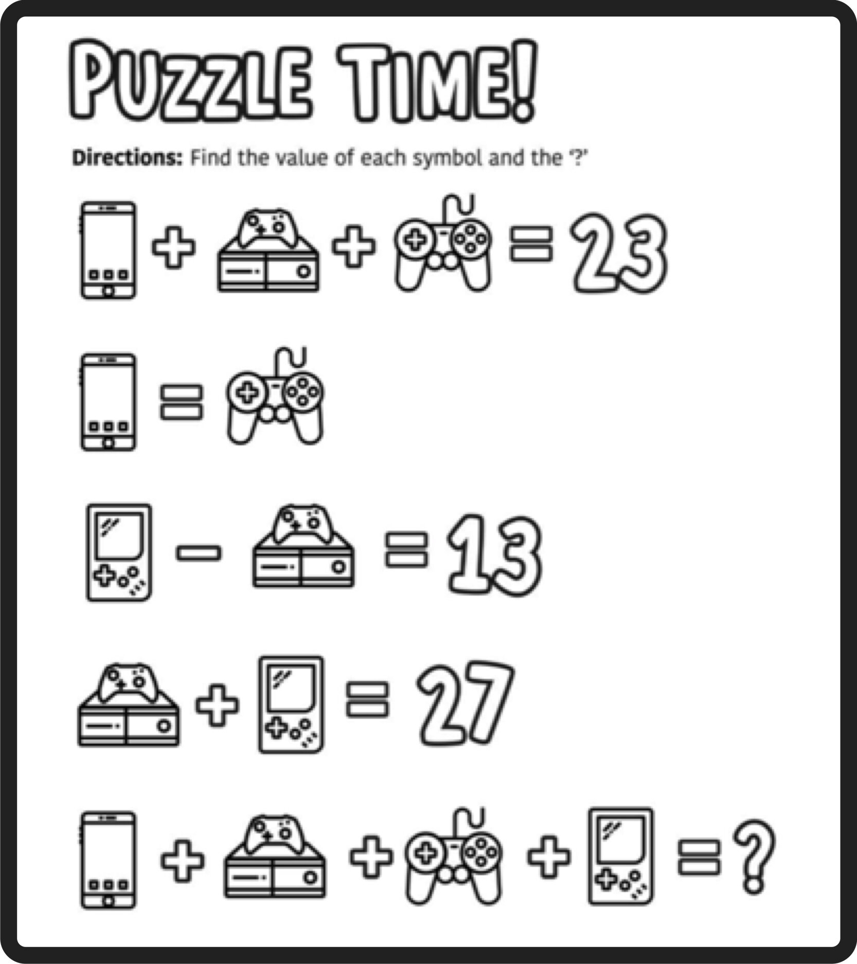 Math Puzzles And Games Worksheets