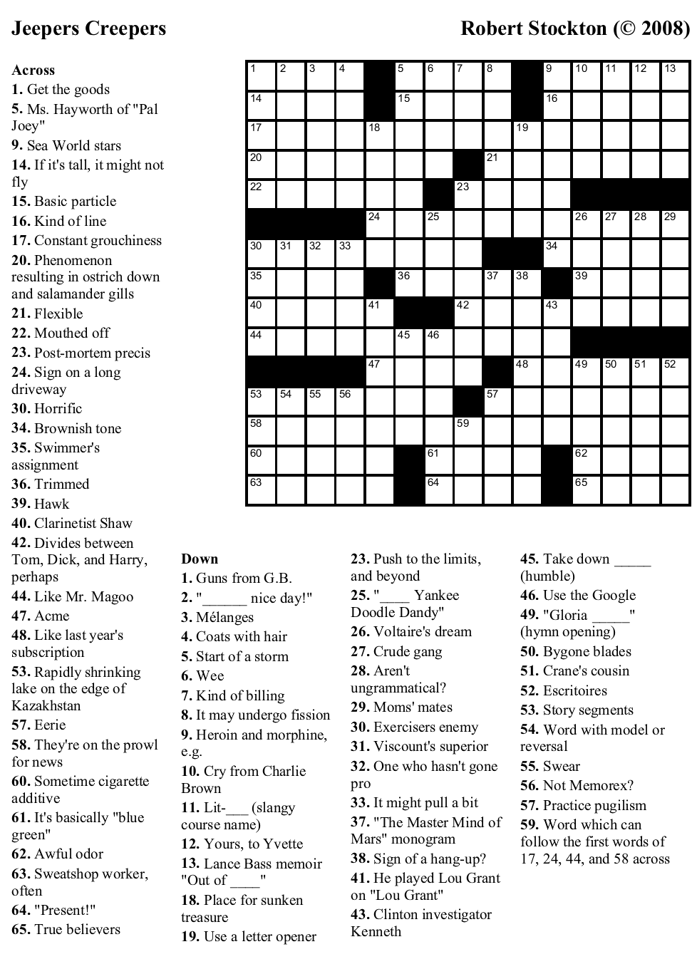 Free Printable Crossword 43 