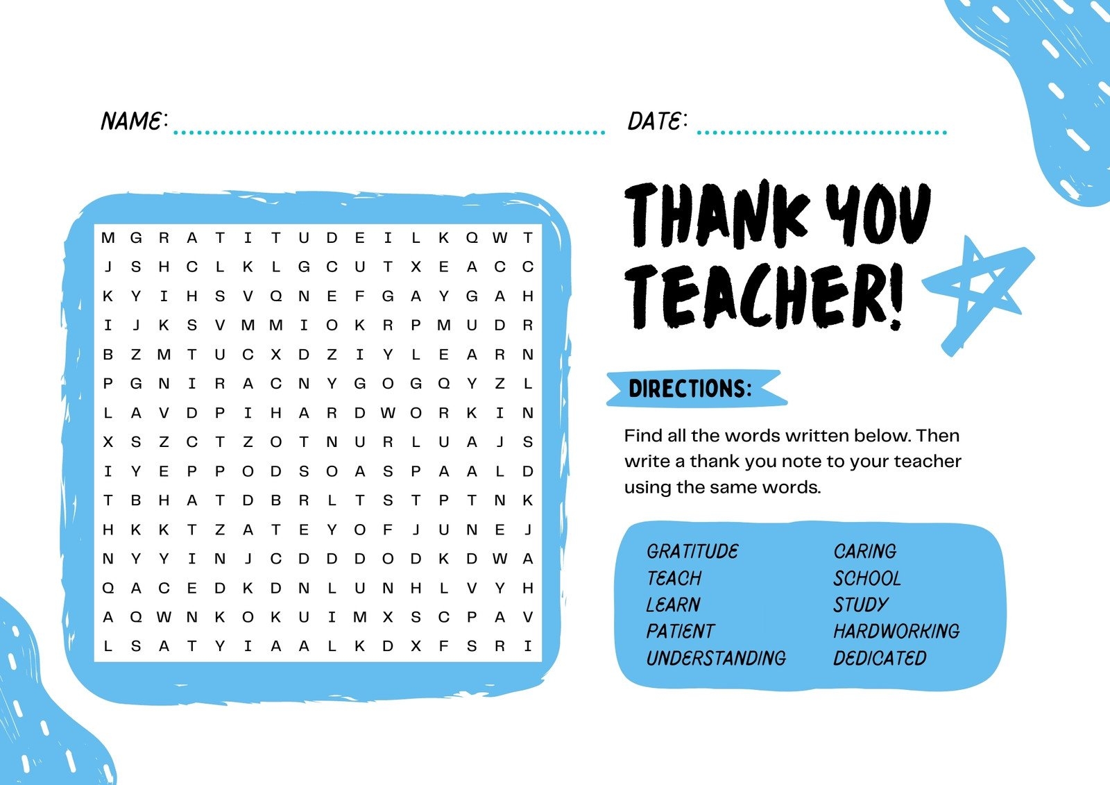 Free Printable Word Search Worksheet Templates Canva
