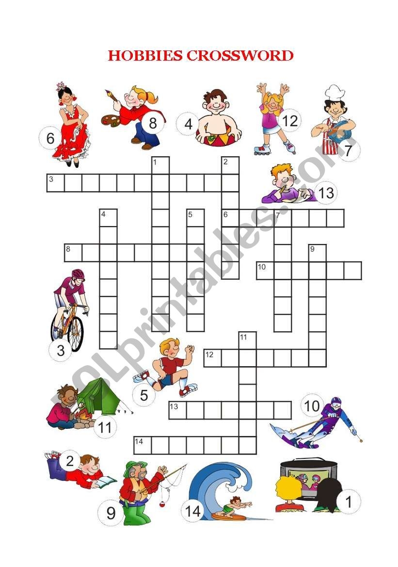 Free Time And Hobbies Crossword ESL Worksheet By Robirimini