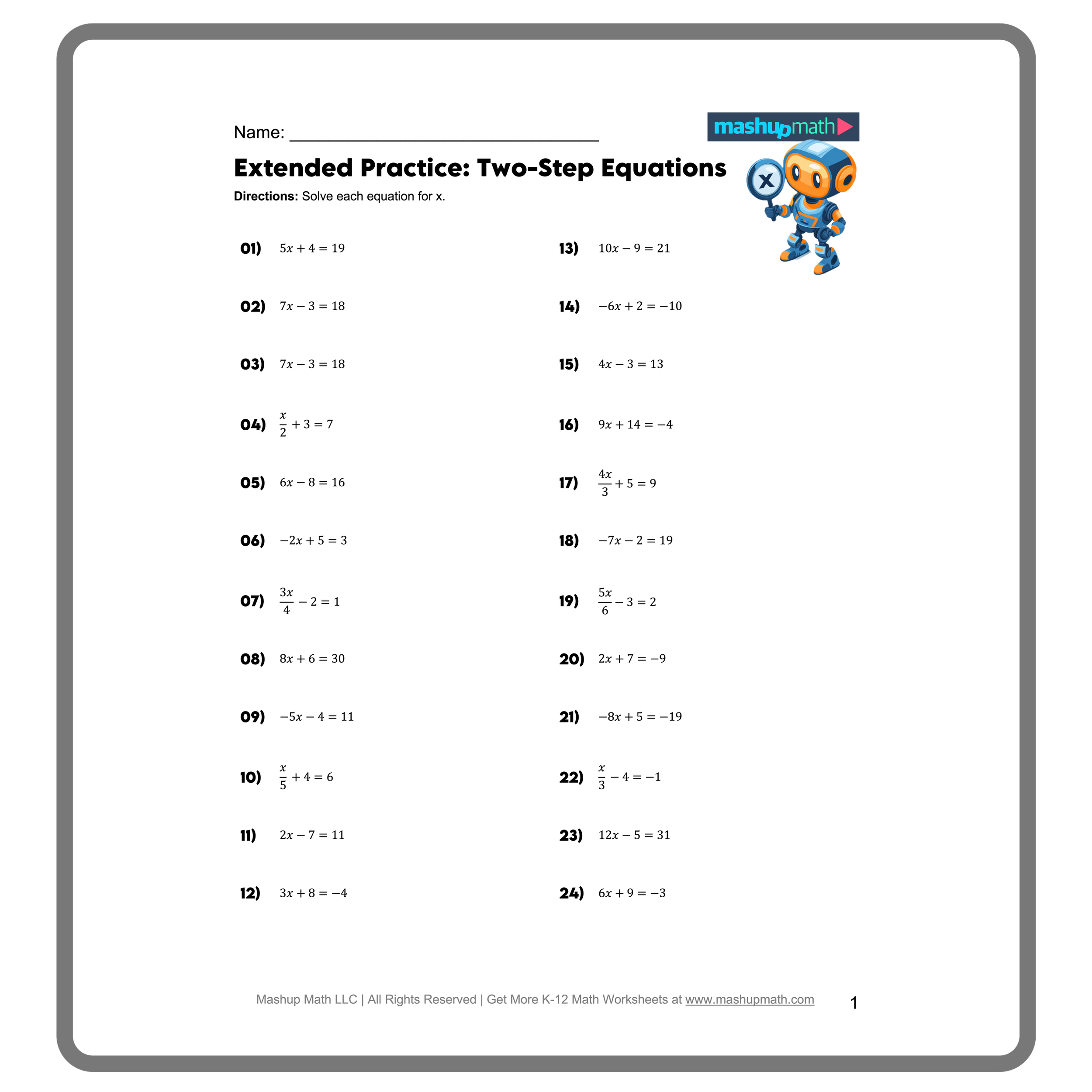 Solving 2 Step Equations Worksheet Puzzle Solving 2 Step Equations Worksheet Puzzle