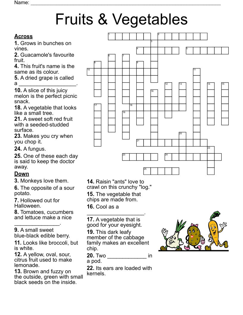 Fruits U0026 Vegetables Crossword WordMint Fruits U0026 Vegetables Crossword WordMint