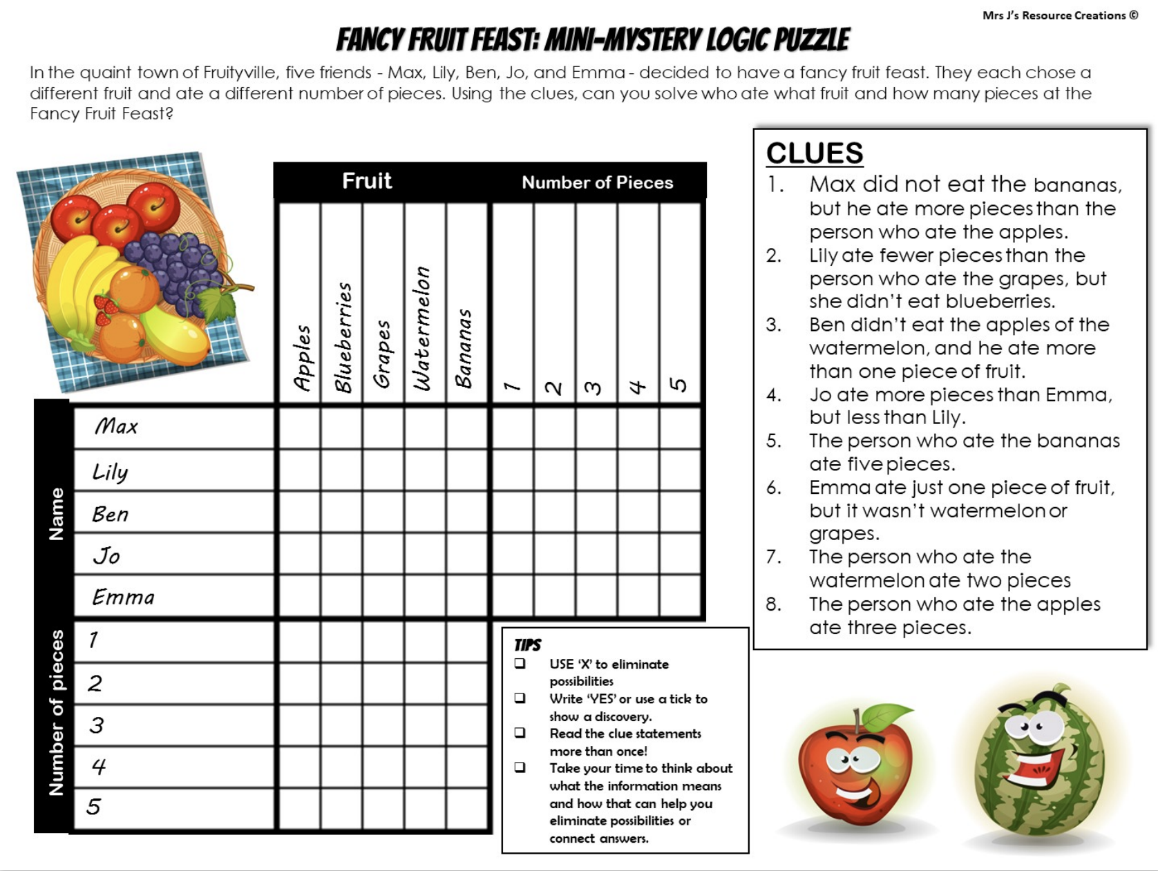 Fun Fruit Feast Mystery Logic Puzzle Free Download Engaging Fun Fruit Feast Mystery Logic Puzzle Free Download Engaging