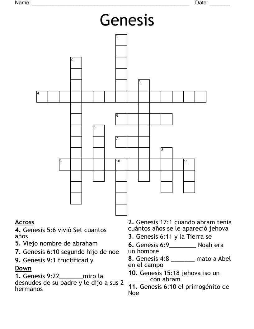 Genesis Crossword WordMint