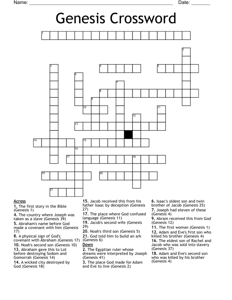 Genesis Crossword WordMint