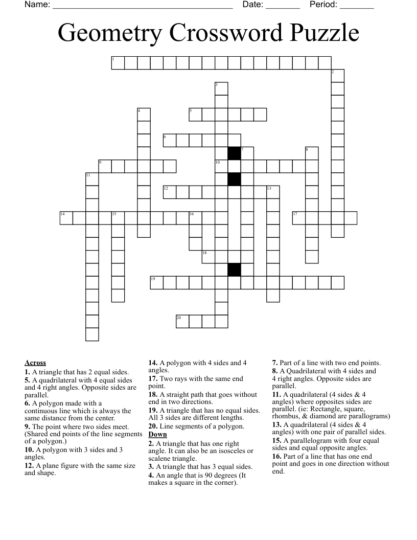 Geometry Crossword Puzzle WordMint Geometry Crossword Puzzle WordMint