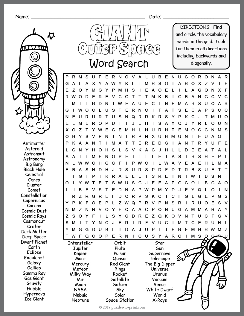 GIANT OUTER SPACE Themed Word Search Puzzle Worksheet Activity Made By Teachers GIANT OUTER SPACE Themed Word Search Puzzle Worksheet Activity Made By Teachers