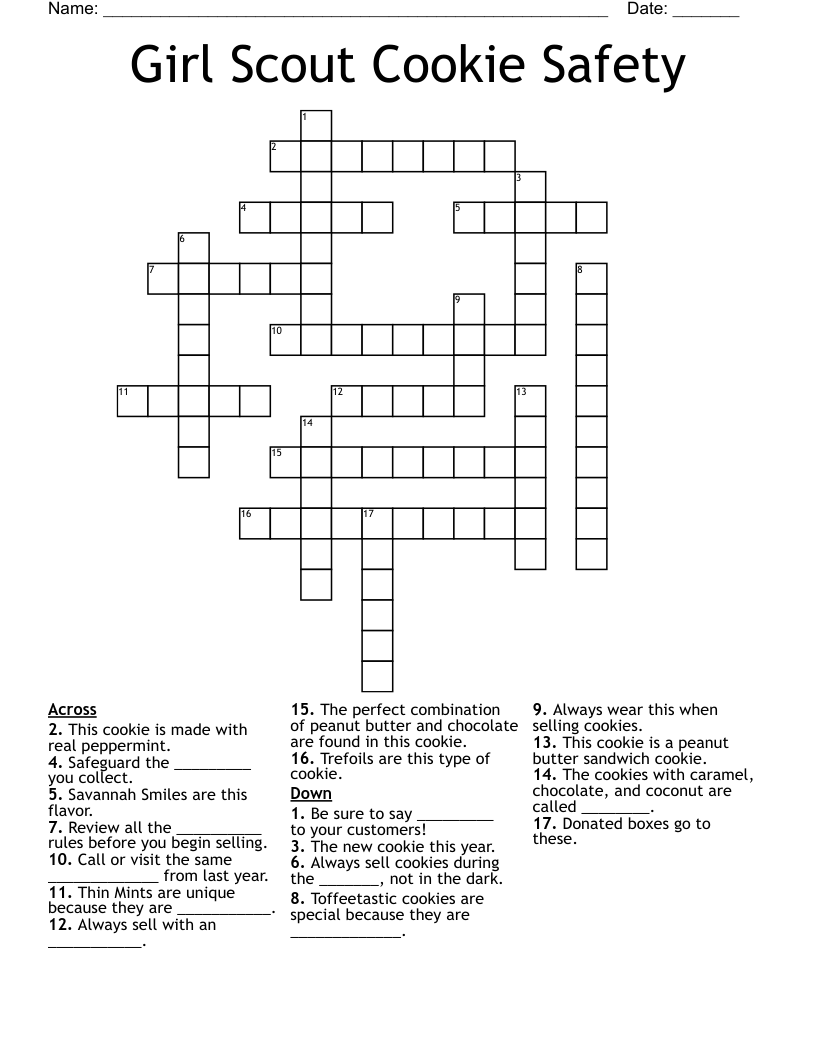 Girl Scout Cookies Crossword WordMint