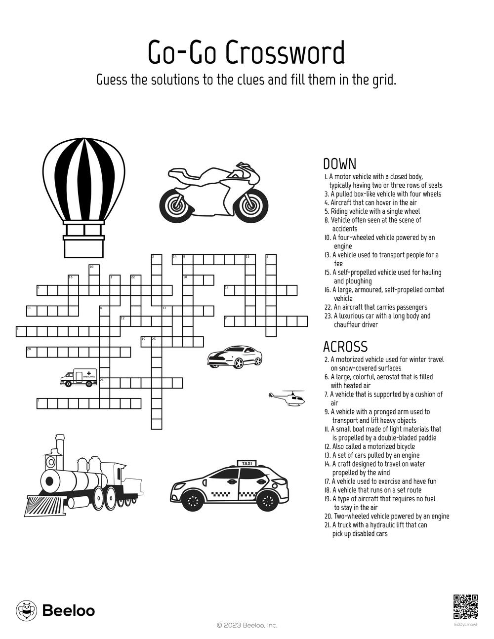 Go Go Crossword Beeloo Printable Crafts And Activities For Kids Go Go Crossword Beeloo Printable Crafts And Activities For Kids