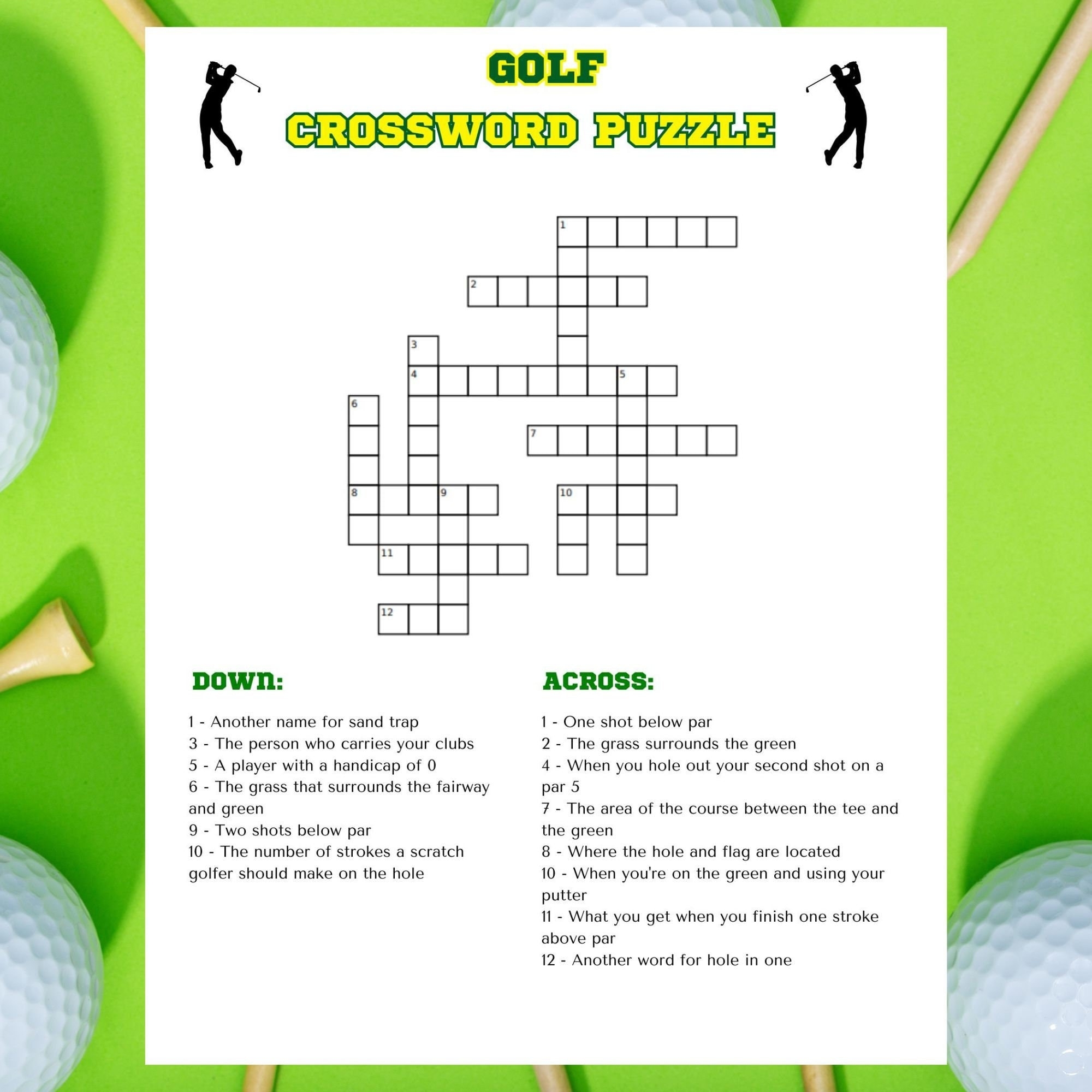 Golf Crossword Puzzle 8 5