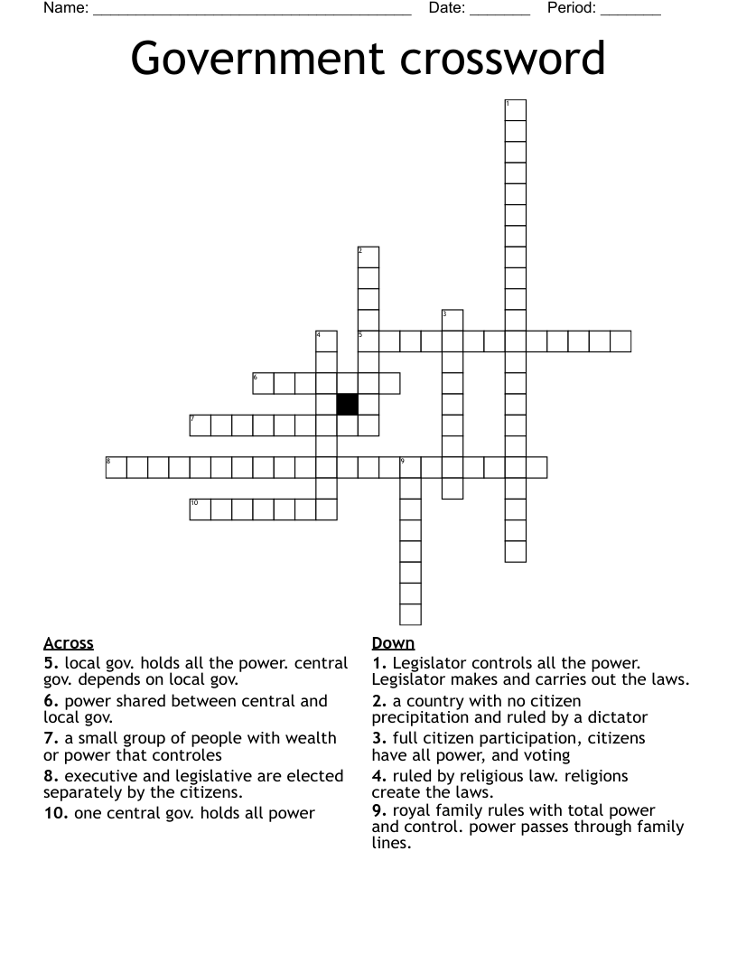 Government Crossword WordMint
