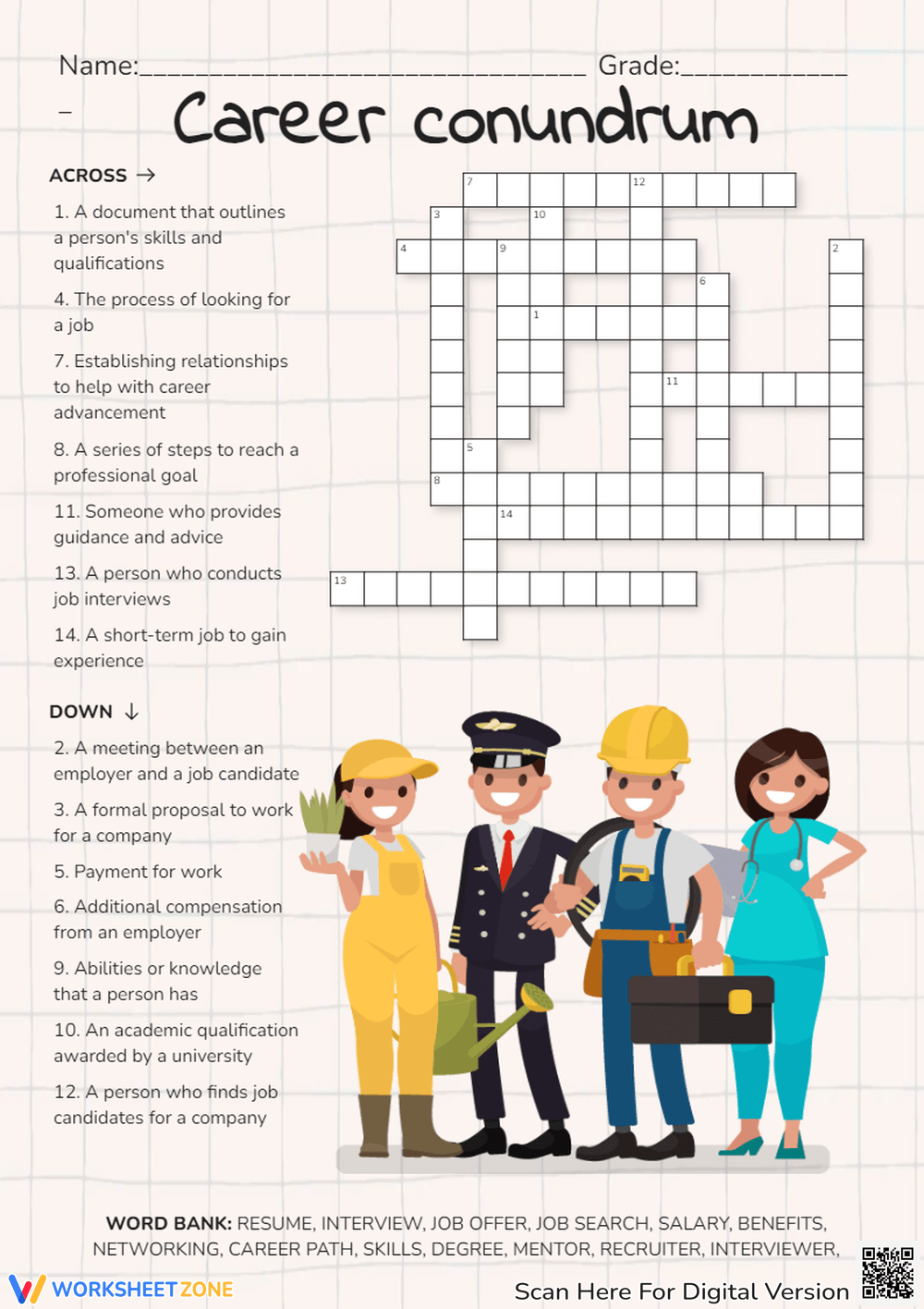 Grade 1 Career Crossword Puzzle Worksheets 2025 Grade 1 Career Crossword Puzzle Worksheets 2025