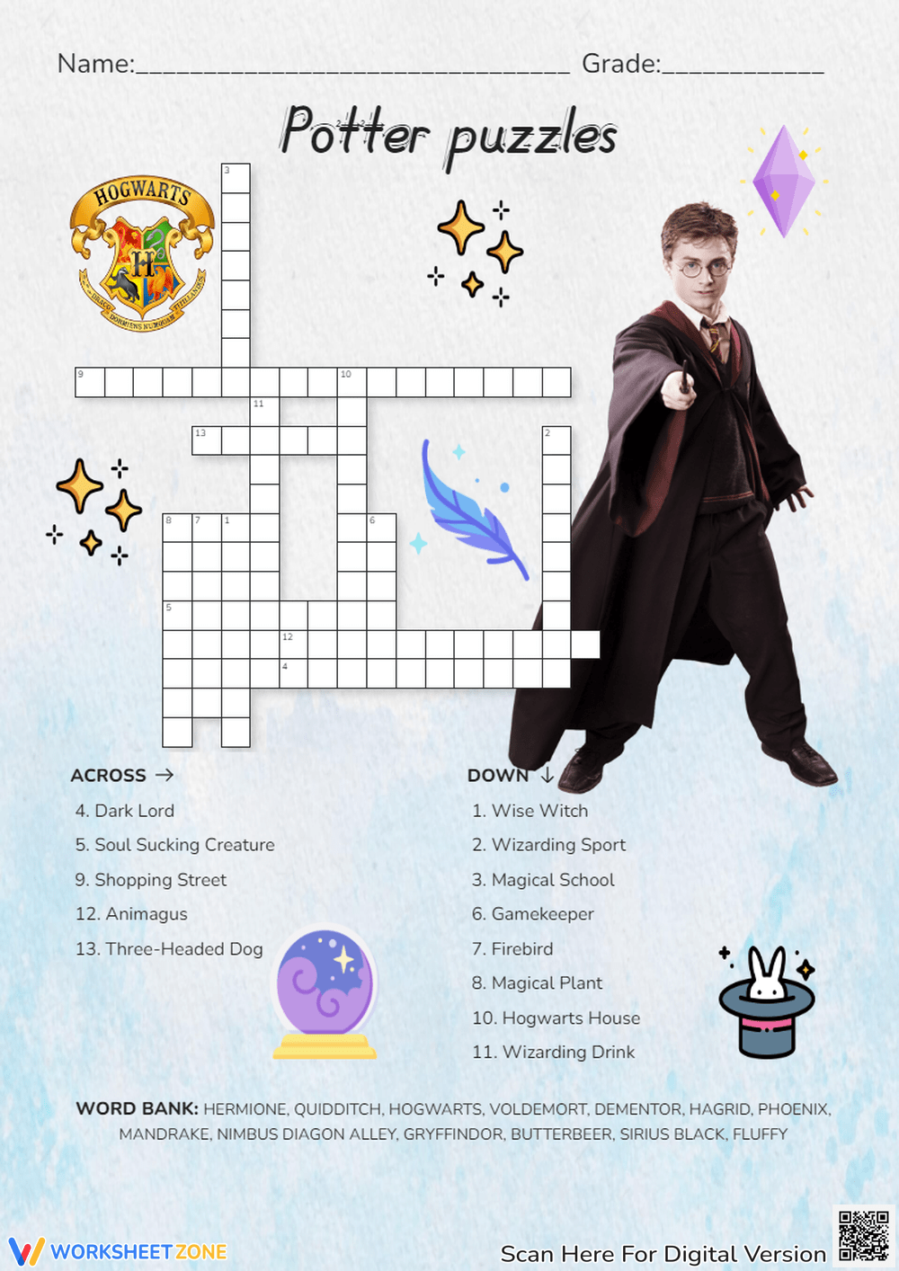 Harry Potter Crossword Puzzle Harry Potter Crossword Puzzle