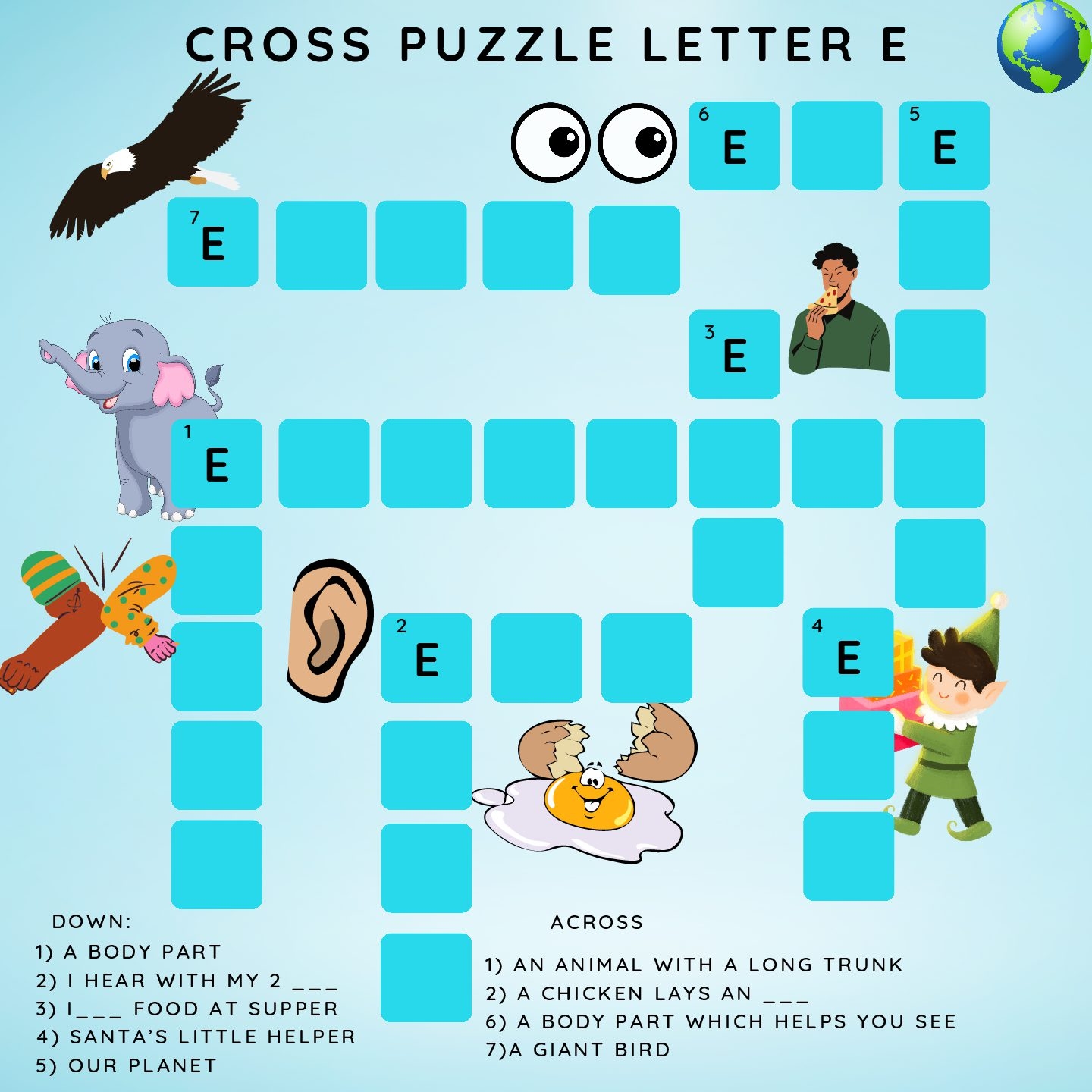 Grade 1 Term 3 English Home Language Phonics Letter E Crossword Puzzle