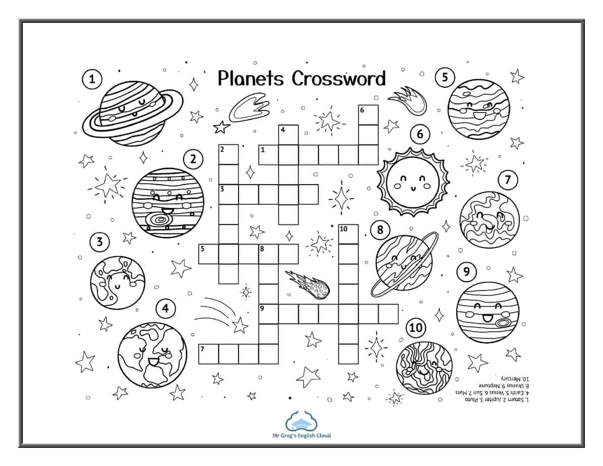 Crossword Puzzle 2nd Grade Printable