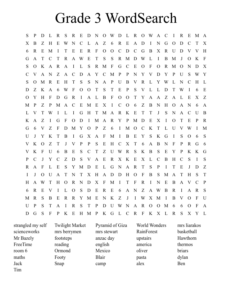 Grade 3 WordSearch WordMint Grade 3 WordSearch WordMint