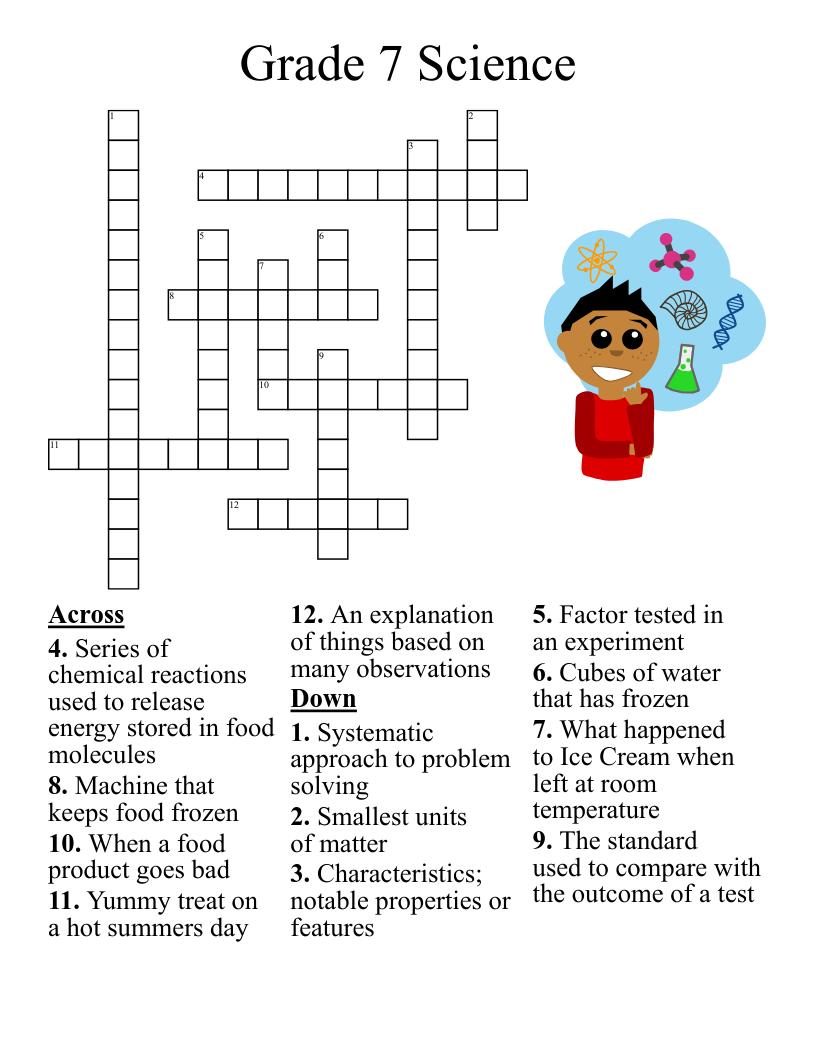 Grade 7 Science Crossword WordMint
