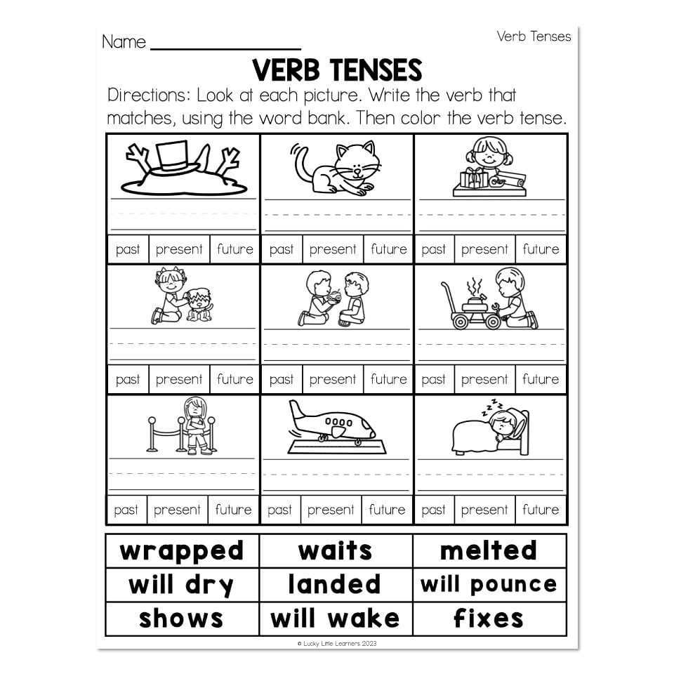 Grammar Worksheets Verb Tenses Lucky Little Learners Grammar Worksheets Verb Tenses Lucky Little Learners